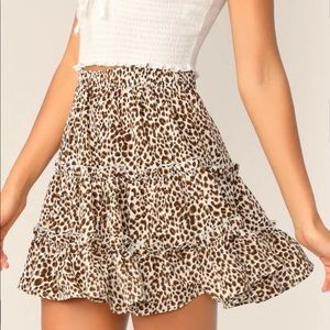 SHEIN ruffled leopard print mini skater skirt